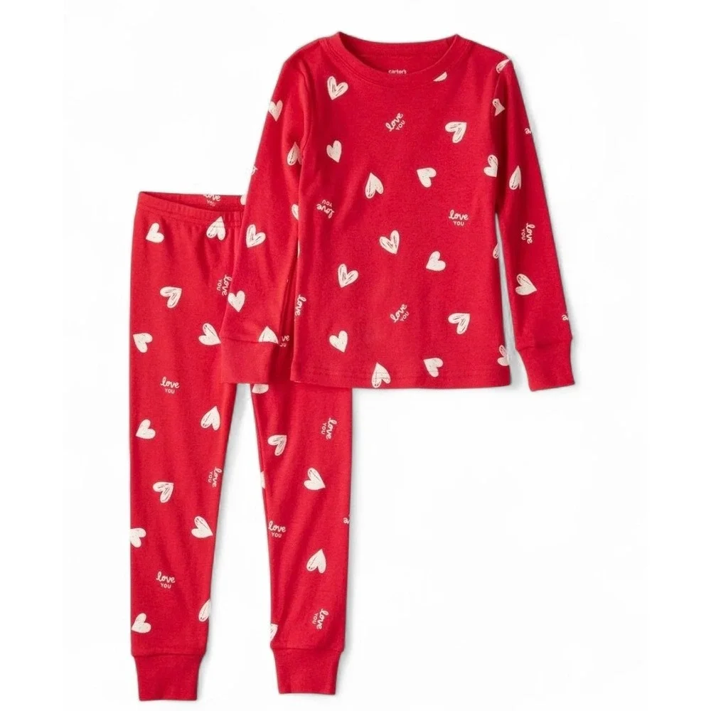 Carters Kids Red Heart Love You 2 Piece Snug Fit Cotton Pajama Set Valentine